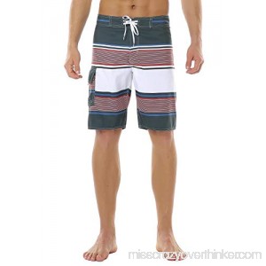 Meegsking Men's Quick Dry Striped Swim Trunks Summer Beach Board Shorts with Mesh Lining Dimgray Dark Red White B07MKCRSDB